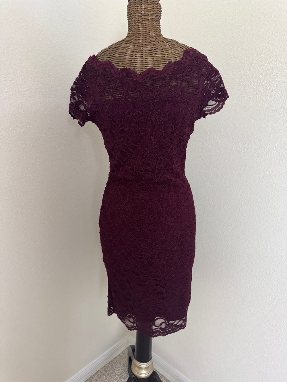 Boston Proper Lace Dress Wine 6